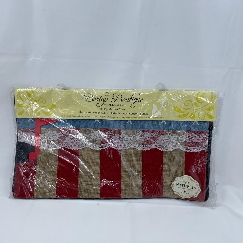 New Burlap Patriotic Star And Stripe Lace Magnetic Mailbox Cover Red White Blue